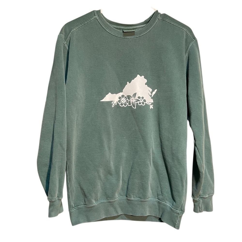 Comfort Colors Women's Size Small Crewneck Sweatshirt Light Green White Virginia
